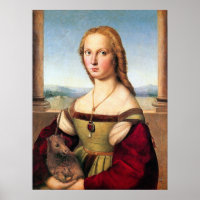 Frau mit Einhorn von Raphael - Poster/Print
