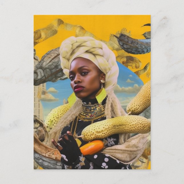 Frau mit exotischen Früchten Postkarte (Vorderseite)