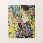 Frau mit Fan von Gustav Klimt Puzzle<br><div class="desc">Besuchen Sie bitte meinen Laden für interessanteres Design und mehr Farbwahl => zazzle.com/colorfulworld*</div>