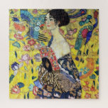 Frau mit Fan von Gustav Klimt Puzzle<br><div class="desc">Bitte besuchen Sie meinen Laden für interessanteres Design und mehr Farbwahl => zazzle.com/colorfulworld*</div>