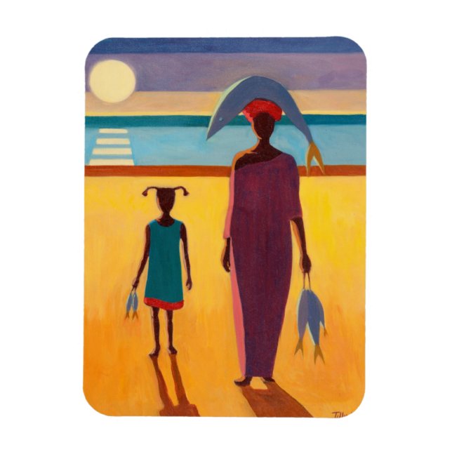 Frau mit Fisch Magnet (Vertikal)