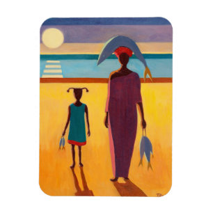 Frau mit Fischen Magnet