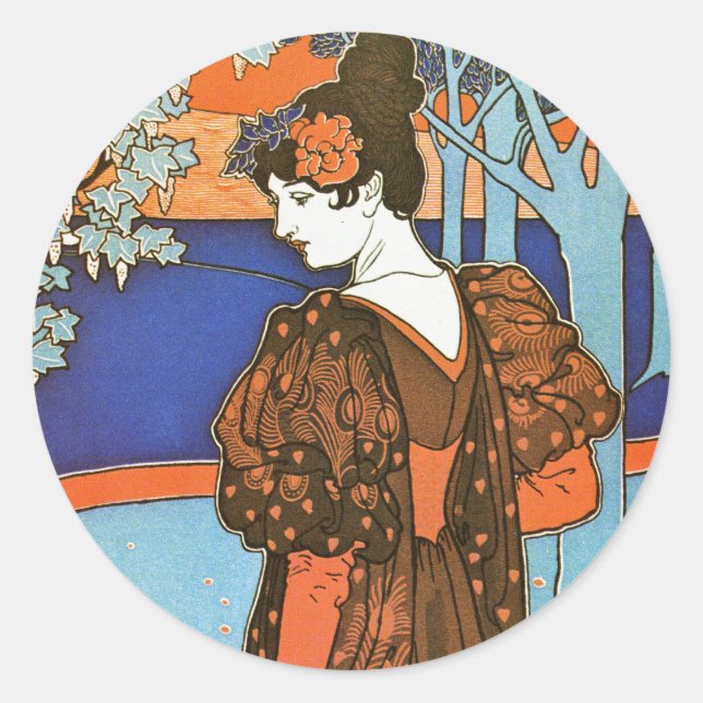 Frau mit Friedenstruppen - Louis Rhead Runder Aufkleber (Vorderseite)