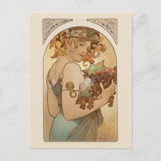 Frau mit Früchten Postkarte (Vorderseite)