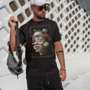 Frau mit geflecktem Blumengesicht T-Shirt