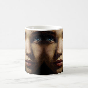 Frau mit geheimnisvollen blauen Augen Kaffeetasse
