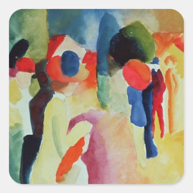 Frau mit Gelbweste, 1913 Quadratischer Aufkleber (Vorderseite)