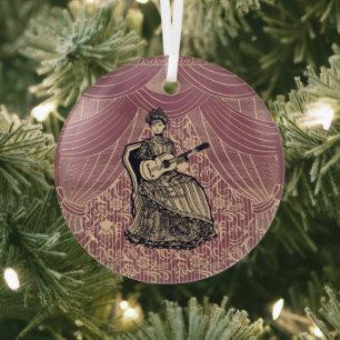 Frau mit Gitarre Ornament Aus Glas