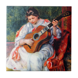 Frau mit Gitarre von Pierre Renoir Fliese