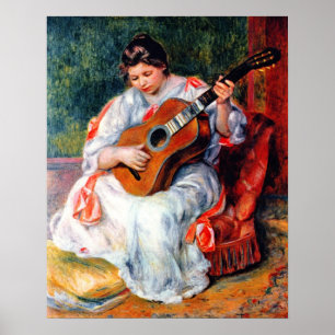 Frau mit Gitarre von Pierre Renoir Poster