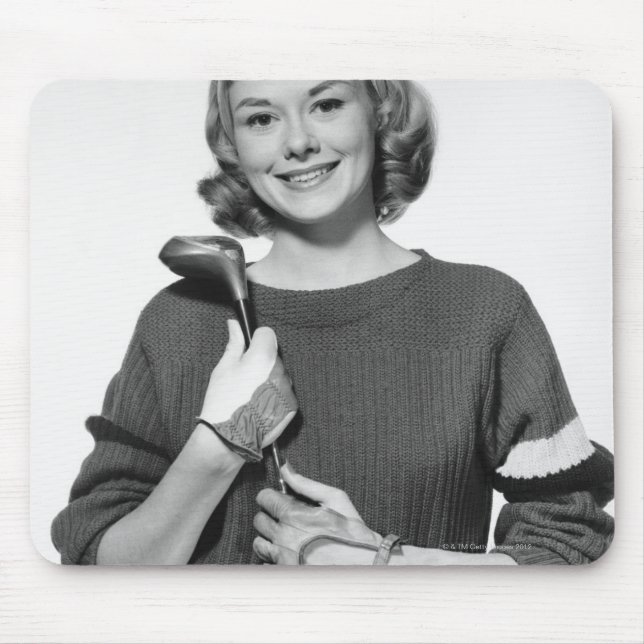 Frau mit Golfschläger Mousepad (Vorne)
