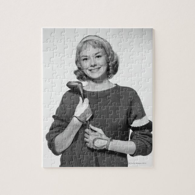 Frau mit Golfschläger Puzzle (Vertikal)