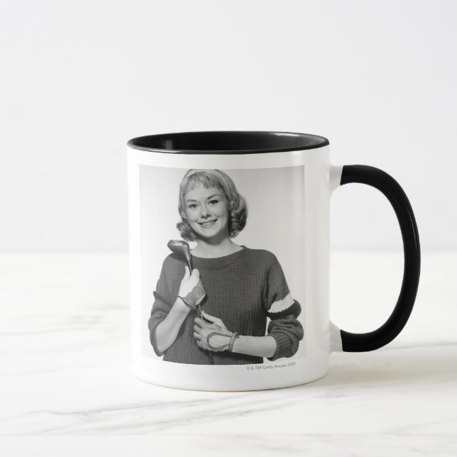 Frau mit Golfschläger Tasse (Rechts)