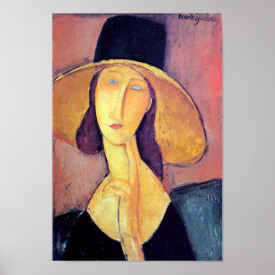 Frau mit großem Hut, Modigliani Poster