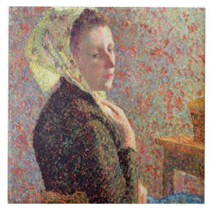 Frau mit grünem Kopftuch, 1893 Fliese