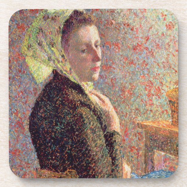 Frau mit grünem Kopftuch, 1893 Getränkeuntersetzer (Vorderseite)