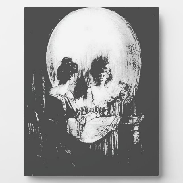 Frau mit Halloween-Reflektion im Spiegel Fotoplatte (Vorderseite)