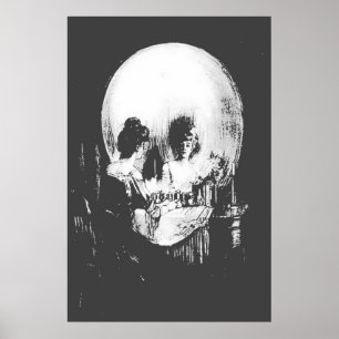 Frau mit Halloween-Reflektion im Spiegel Poster