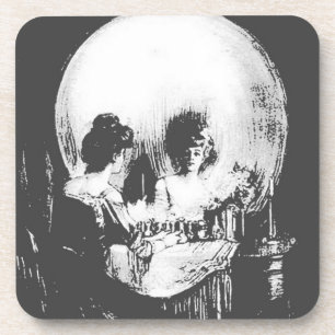 Frau mit Halloween-Reflektion im Spiegel Untersetzer
