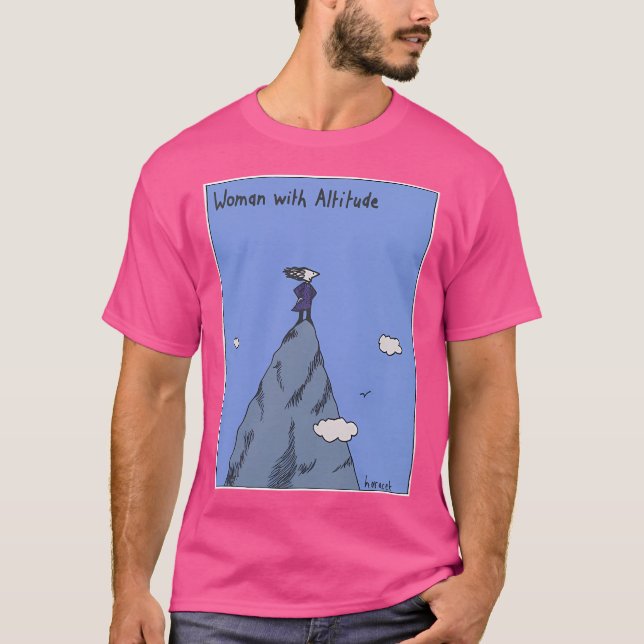 Frau mit Höhe - Vollfarbe T-Shirt (Vorderseite)