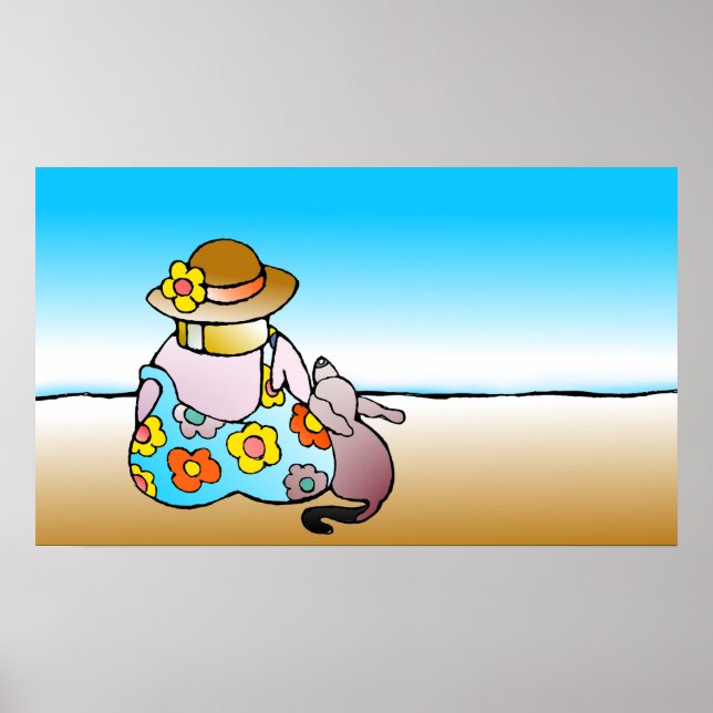 Frau mit Hund am Meer - Frau mit Hund am Meer Poster (Vorne)