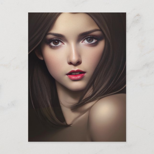 Frau mit intensiver Postkarte (Vorderseite)