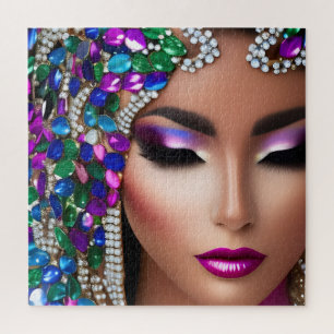 Frau mit Jewelen Head Art Puzzle