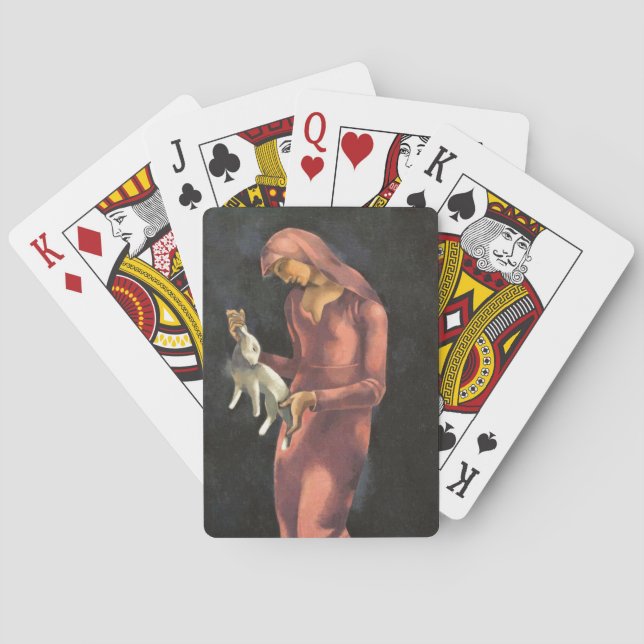 Frau mit Kaninchen Spielkarten (Rückseite)