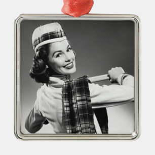Frau mit Kappe Ornament Aus Metall