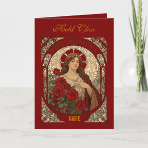 Frau mit kaskadierenden Rosen Vintage-Illustration Karte