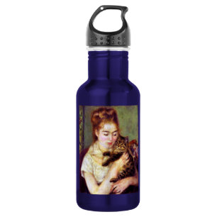 Frau mit Katze, Auguste Renoir Edelstahlflasche