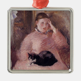 Frau mit Katze (von Edouard Manet) Ornament Aus Metall