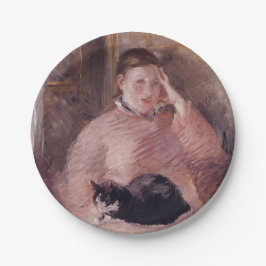 Frau mit Katze (von Edouard Manet) Pappteller