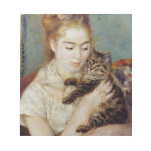 Frau mit Katze von Pierre-Auguste Renoir Notizblock