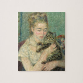 Frau mit Katze von Renoir Art Puzzle