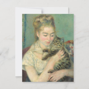 Frau mit Katze von Renoir Impressionistische Kunst Postkarte