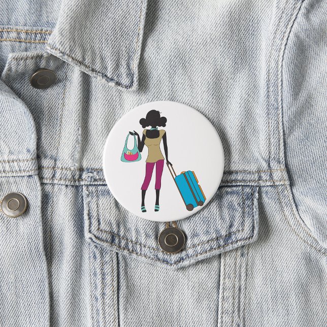 Frau mit Koffer Button (Von Creator hochgeladen)