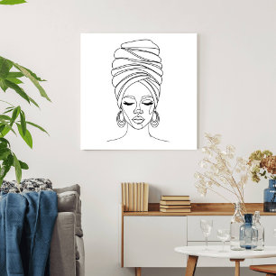 Frau mit Kopftuch, Liniendrawing Poster