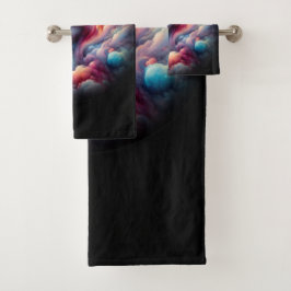 Frau mit kosmischem Aurahaar Badhandtuch Set