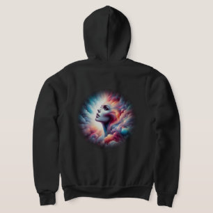 Frau mit kosmischem Aurahaar Hoodie