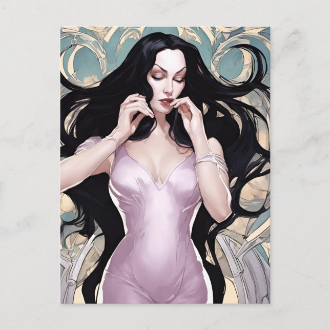 Frau mit langem Haar Postkarte (Vorderseite)
