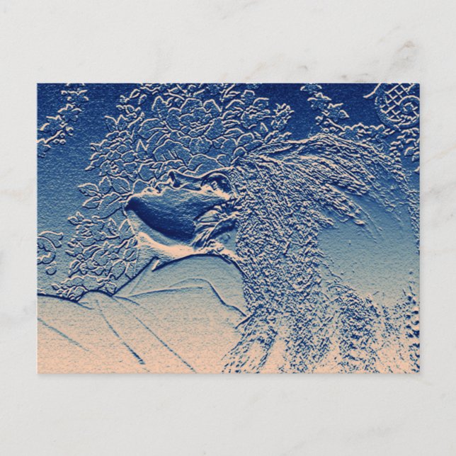 Frau mit langen Haaren / Vintage Kunst Postkarte (Vorderseite)