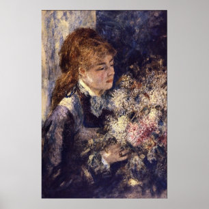 Frau mit Lilacs von Pierre Renoir Poster