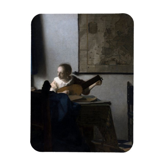 Frau mit Lute Johannes Vermeer Magnet (Vertikal)