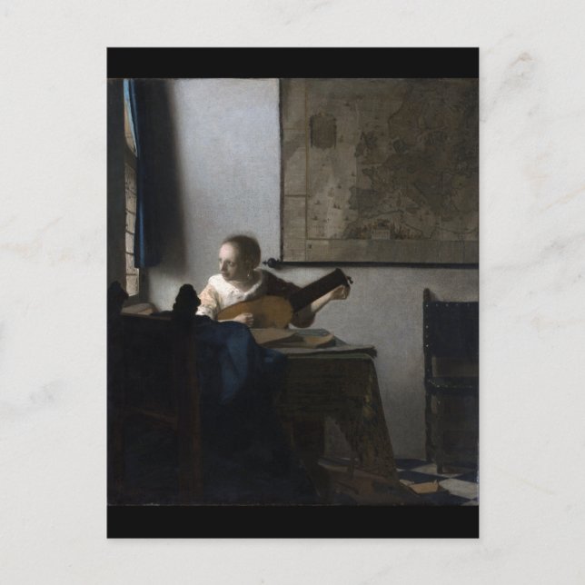 Frau mit Lute von Johannes Vermeer Postkarte (Vorderseite)