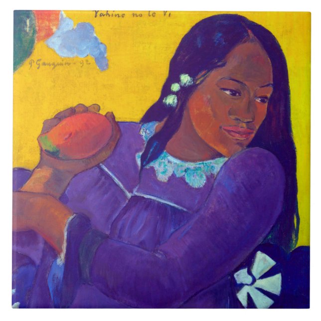 Frau mit Mango, Gauguin Fliese (Vorderseite)