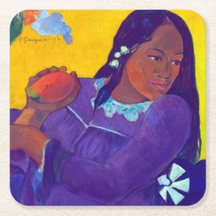Frau mit Mango, Gauguin Rechteckiger Pappuntersetzer