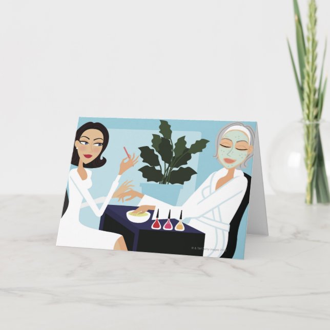Frau mit Maniküre und Gesichtszügen im Wellness-Ce Karte (Vorderseite)