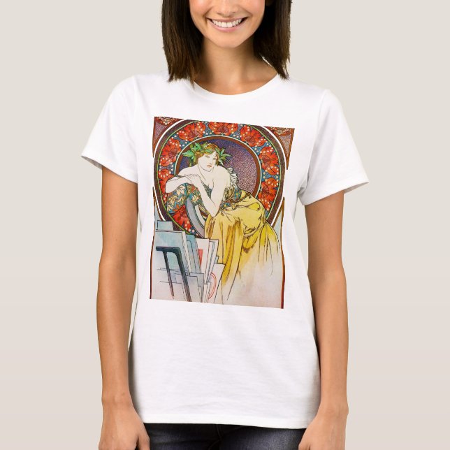 Frau mit Mohn, Mucha T-Shirt (Vorderseite)