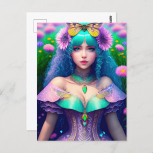 Frau mit Moth, Postüberquerung Postkarte